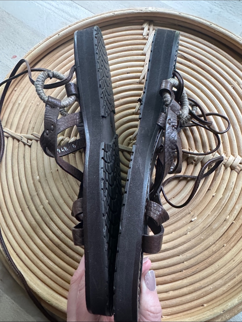 Casare Paciotti Brown Leather Lace Up Gladiator Ankle Wrap Rope Sandals Sz 40 EU - Picture 7 of 16